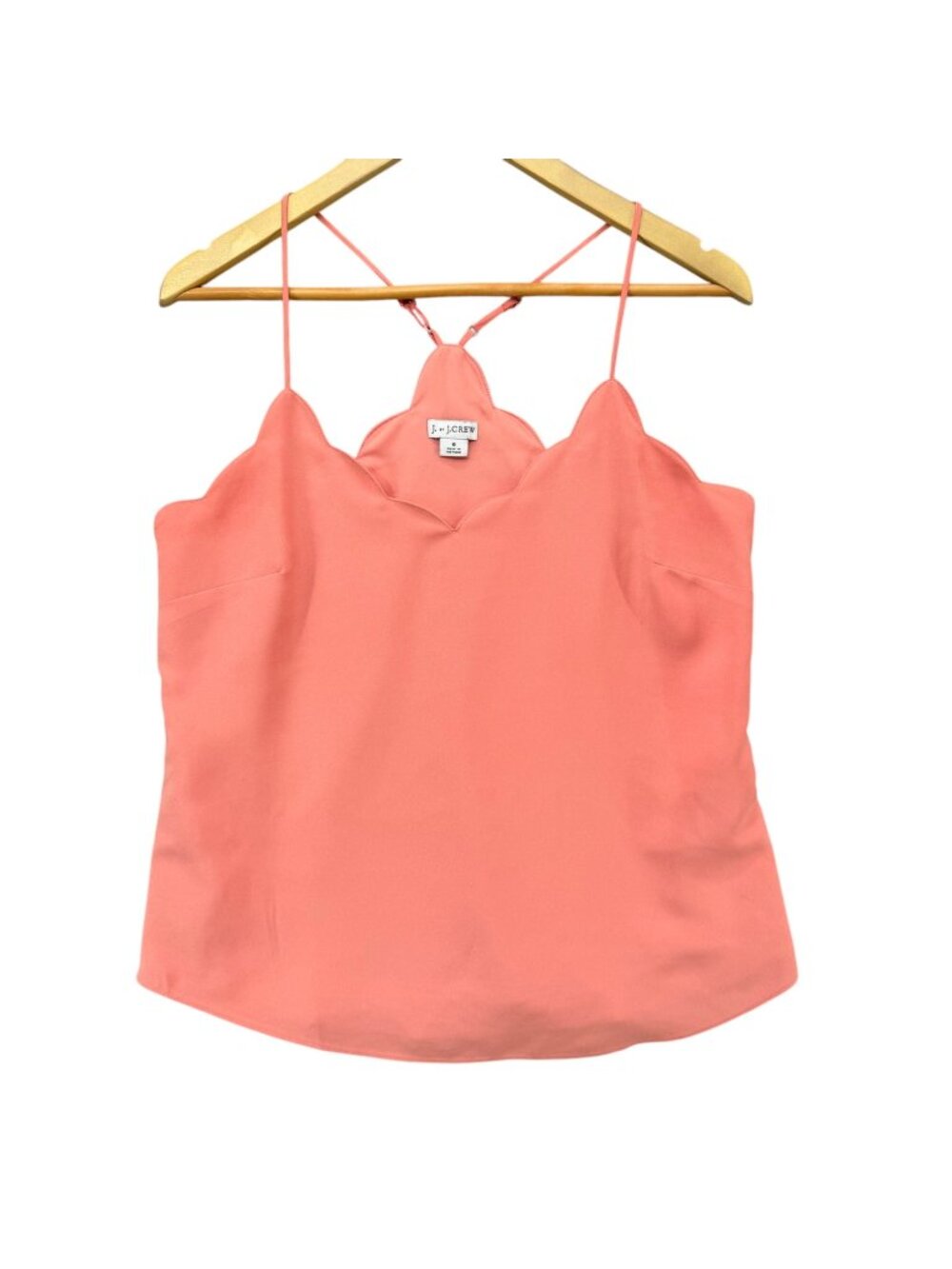 J.CREW Scalloped Cami Top Womens Peach Sleeveless Adjustable Strap Size 6
